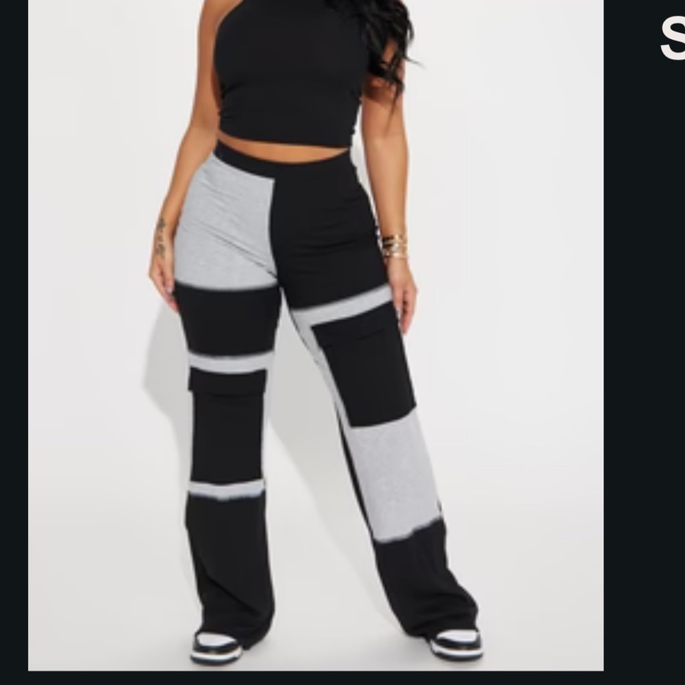 FASHION Nova SET! Stylish Black and Gray Women's Pants sz 2x NWT